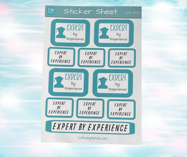 Expert by Experience sheet of stickers