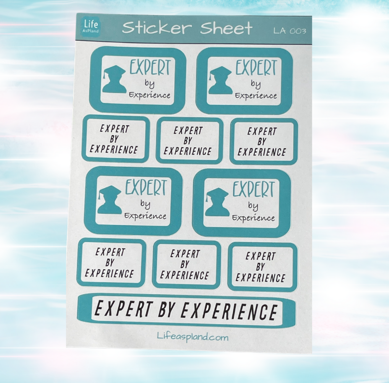 Expert by Experience sheet of stickers