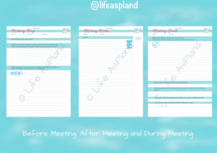 Before, after and during meeting templates