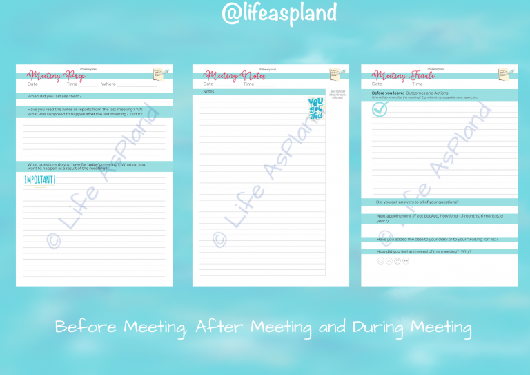 Before, after and during meeting templates