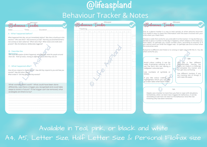 Behaviour (Reactions) Tracker - Printable - in pink - Image 2